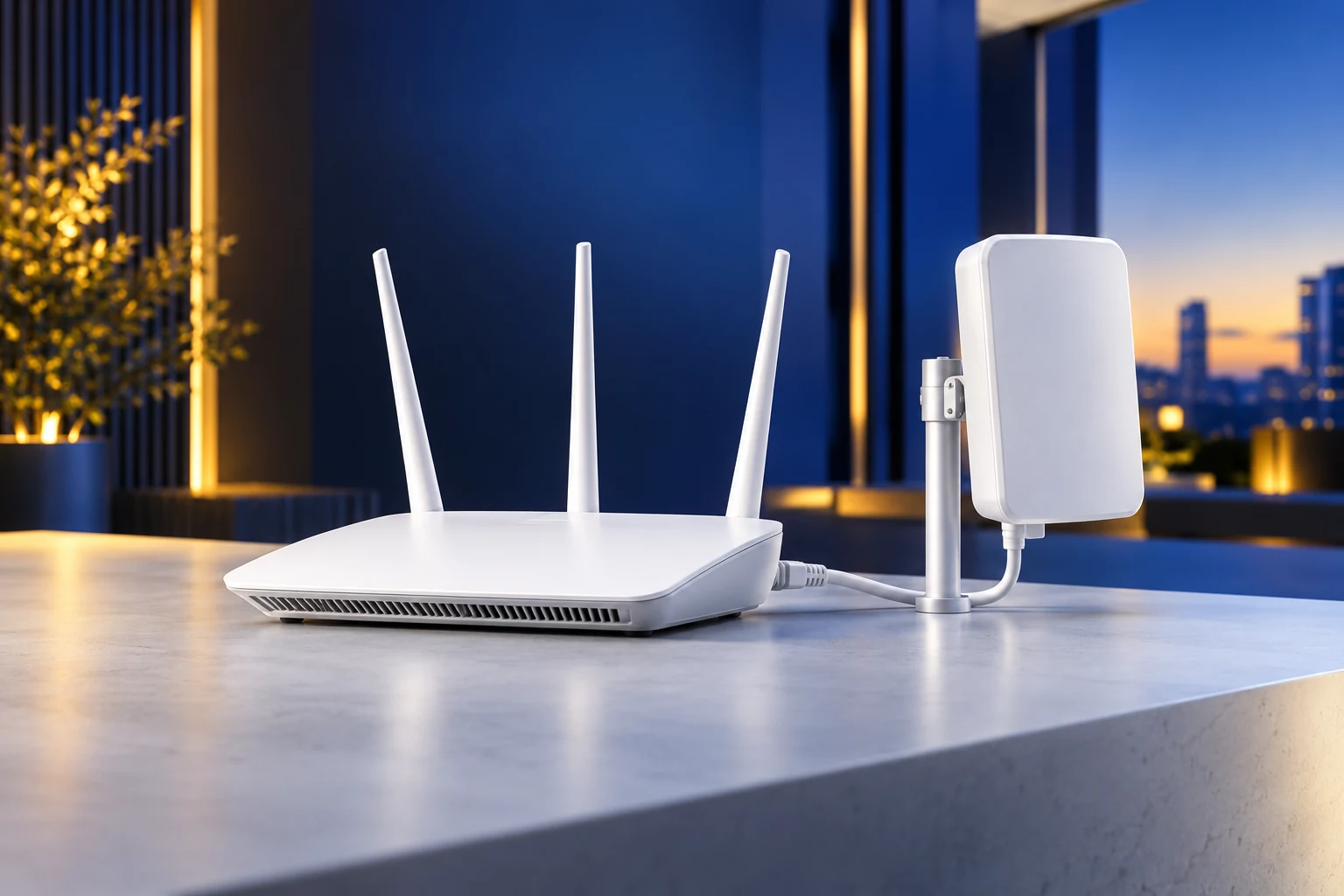 Router i urządzenie do internetu radiowego — ilustracja usług ITCOM